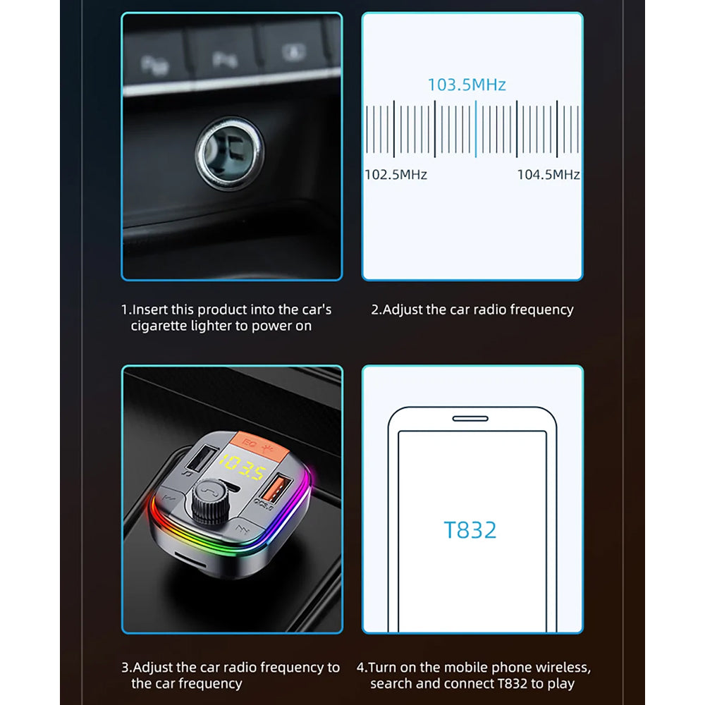 FM Bluetooth-modulator Yesido Y45, 2 x USB-A - 1 x USB-C - 1 x microSD