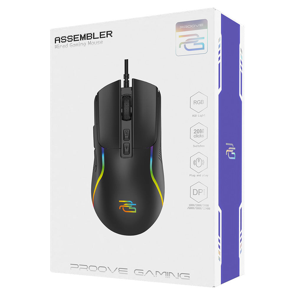 Gaming Muis Bedraad USB Proove Assembler, RGB, 12400DPI, Zwart CMAS00000101