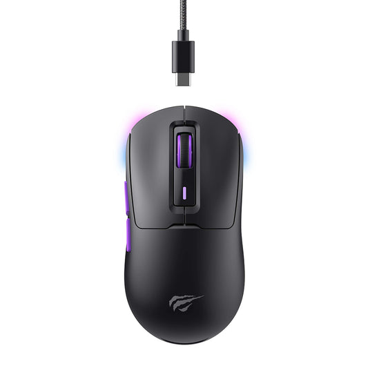 Draadloze Gaming Muis HAVIT MS969WB, RGB, 1000DPI - 16000DPI, BT / Wi-Fi / Bedraad, Zwart