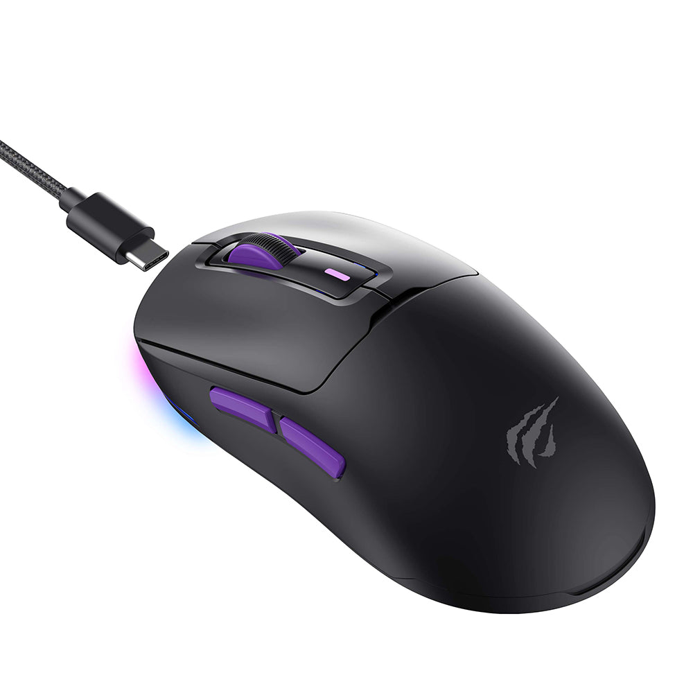 Draadloze Gaming Muis HAVIT MS969WB, RGB, 1000DPI - 16000DPI, BT / Wi-Fi / Bedraad, Zwart