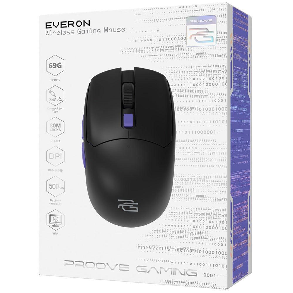 Gamingmuis Draadloos Proove Everon, 800DPI - 10000DPI, Zwart WMEV00022001