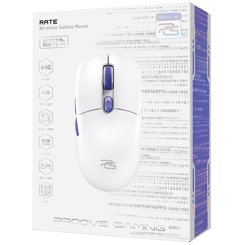 Draadloze Gaming Muis Proove Rate Special Edition, 800DPI - 12000DPI, Wit CMRTWRS03002