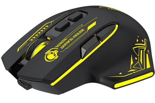 Draadloze Gaming Muis WZK WMGB-1181, 3200DPI, Zwart Geel