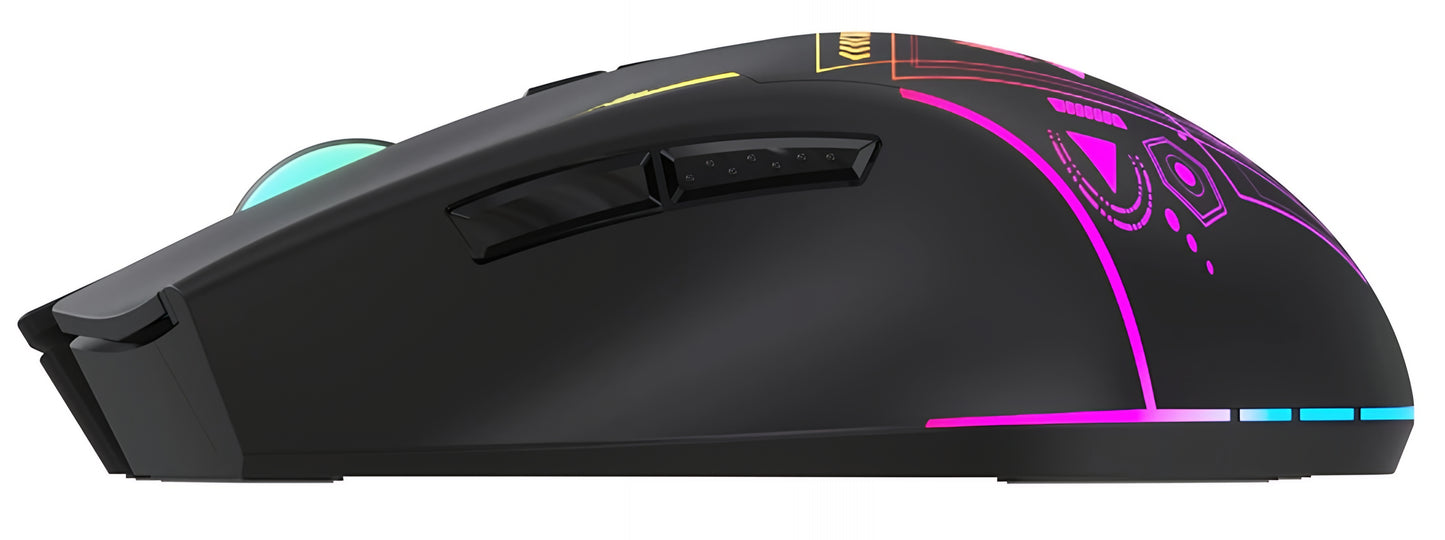 Draadloze Gaming Muis WZK WMGB-3200, 3200DPI, RGB, Zwart