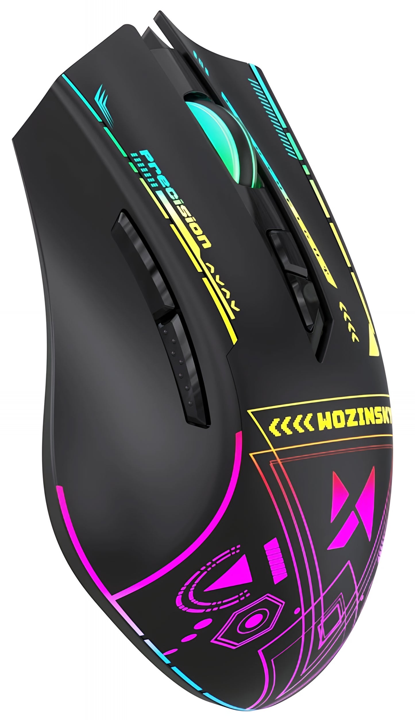 Draadloze Gaming Muis WZK WMGB-3200, 3200DPI, RGB, Zwart