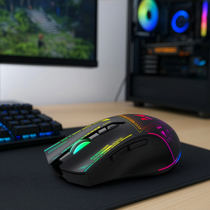 Draadloze Gaming Muis WZK WMGB-3200, 3200DPI, RGB, Zwart