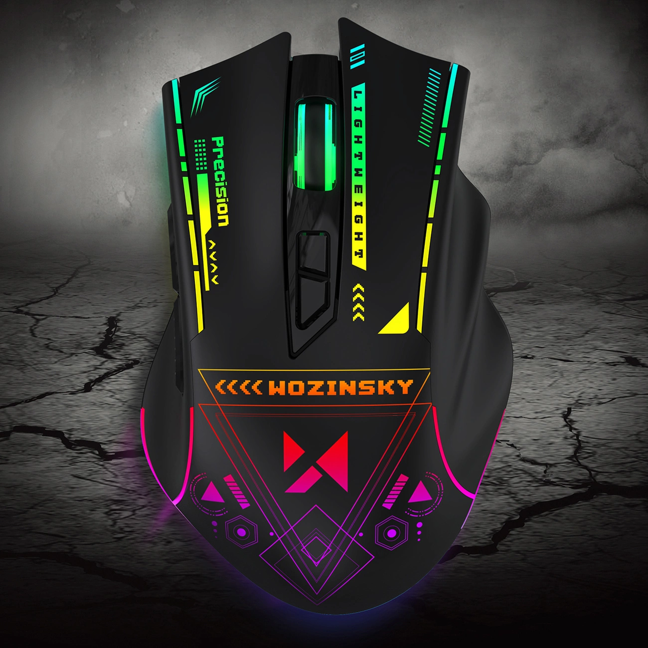 Draadloze Gaming Muis WZK WMGB-3200, 3200DPI, RGB, Zwart