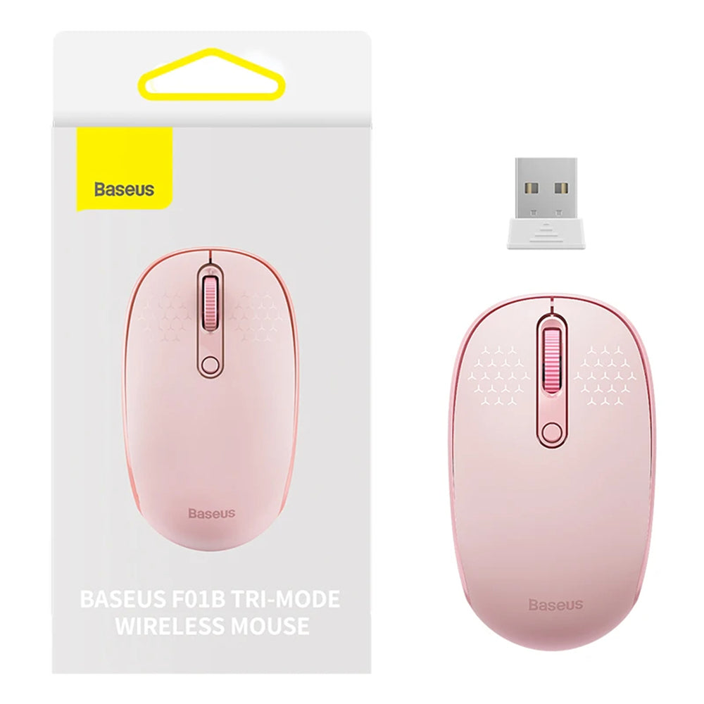 Mouse Wireless Baseus F01B Tri-Mode, 1600DPI, BT / Wi-Fi, Pink B01055503413-00