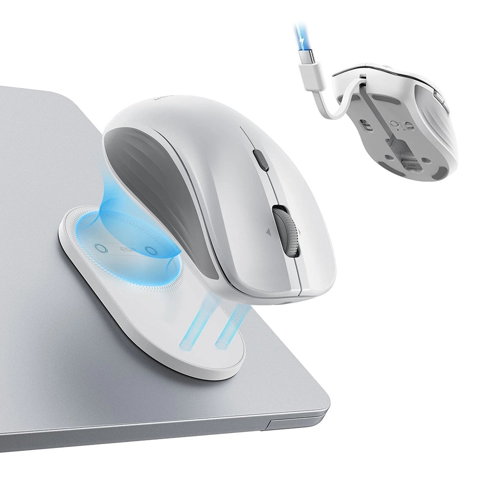 Draadloze Muis ESR MagMouse, 800DPI - 4800DPI, BT / Wi-Fi, Wit