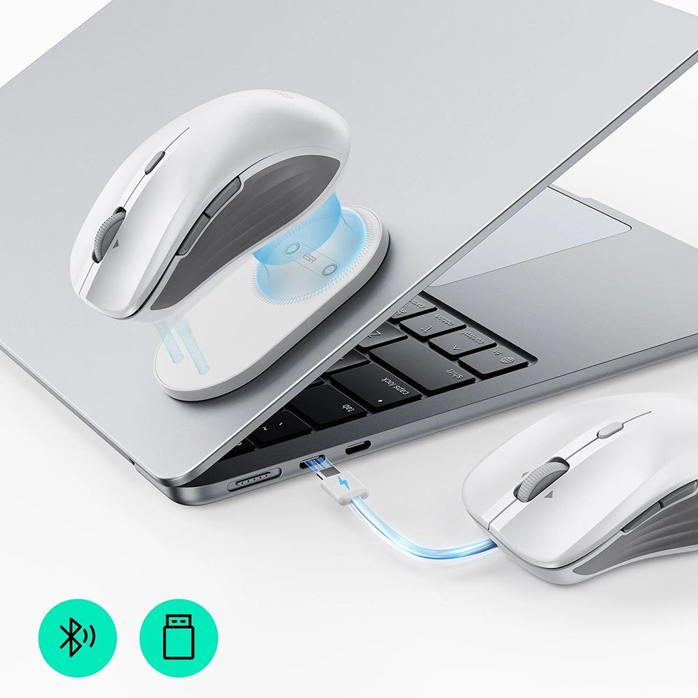 Draadloze Muis ESR MagMouse, 800DPI - 4800DPI, BT / Wi-Fi, Wit