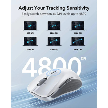 Draadloze Muis ESR MagMouse, 800DPI - 4800DPI, BT / Wi-Fi, Wit