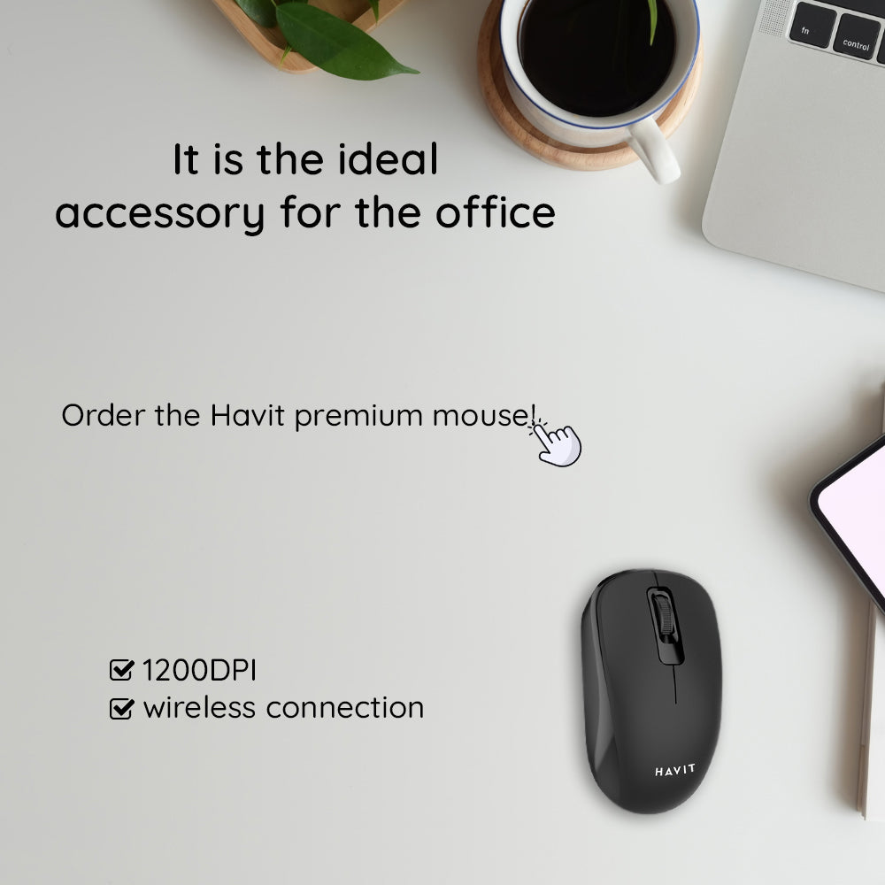 Draadloze Muis HAVIT MS626GT, 1200DPI, Zwart Grijs