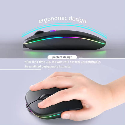 Draadloze Muis Techsuit M1, RGB, 1600DPI, BT / Wi-Fi, Zwart