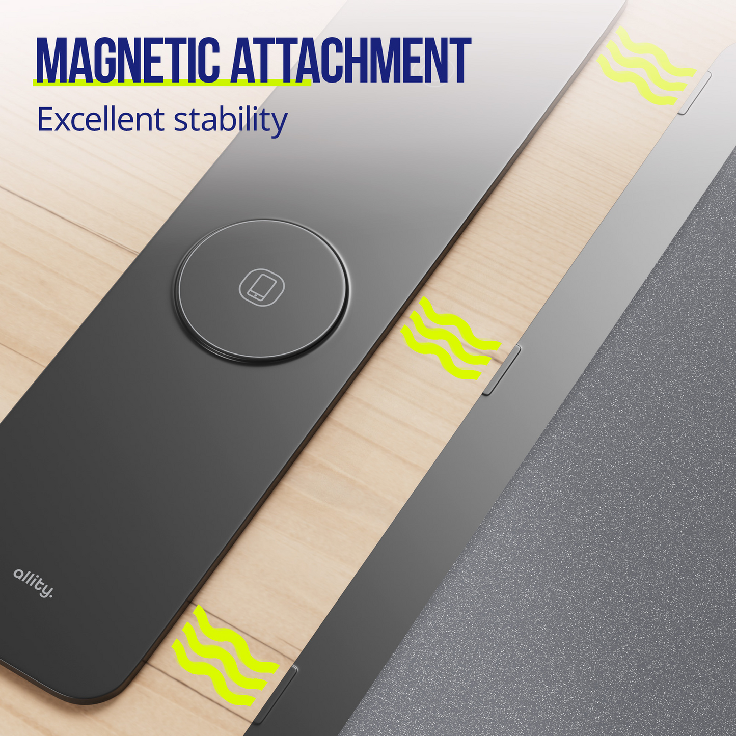 MousePad Allity. ALP-100 4in1 met Draadloos Opladen voor Telefoon / Horloge / Oordopjes, Zwart