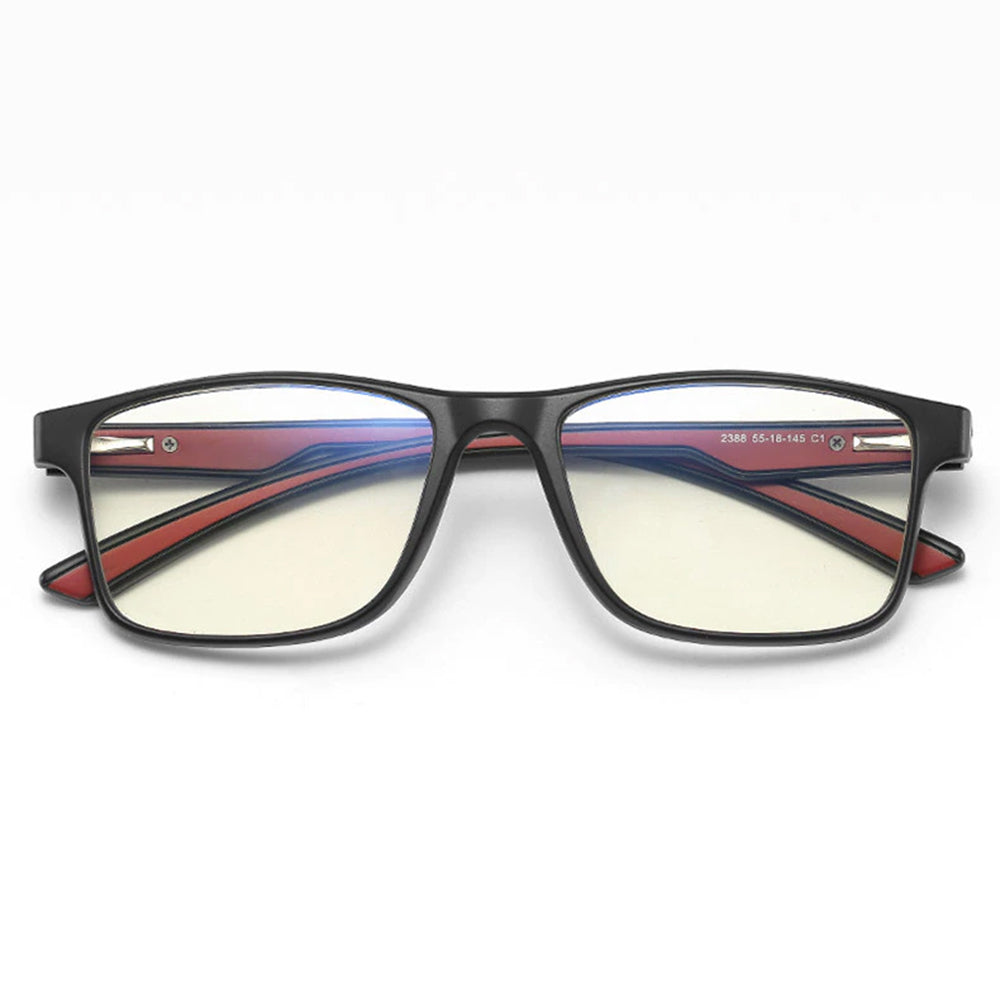 Techsuit F2388 Heren Computerbril, Anti-Blauw Licht, Zwart Rood
