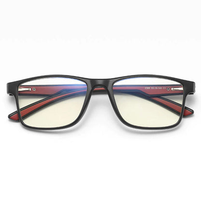 Techsuit F2388 Heren Computerbril, Anti-Blauw Licht, Zwart Rood