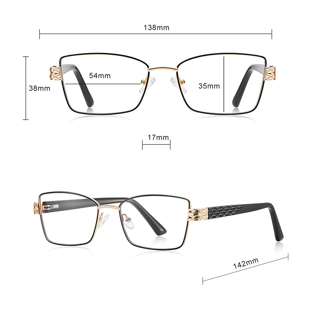 Dames Computerbril Techsuit 3171, Anti-Blauwlicht, Zwart Goud