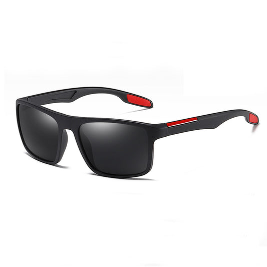 Herenzonnebril Techsuit TR90 (MM101), Gepolariseerd, UV-bescherming, Mat Zwart Rood