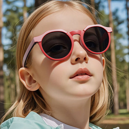 Techsuit 601 Kinderzonnebril, Gepolariseerd, UV-bescherming, Paars Grijs