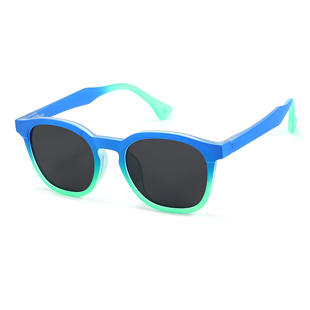 Techsuit 691 Kinderzonnebril, Gepolariseerd, UV-bescherming, Zwart Blauw Groen Gradient