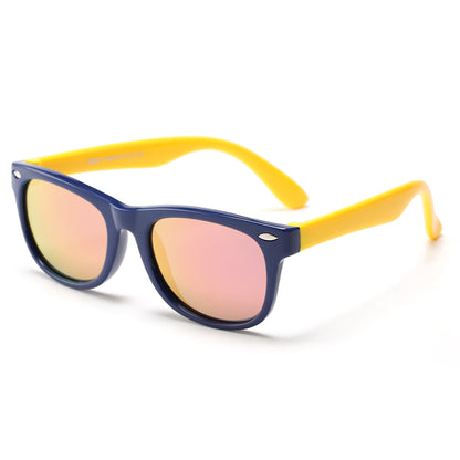 Techsuit D802 Kinderzonnebril, Gepolariseerd, UV-bescherming, Marineblauw Geel