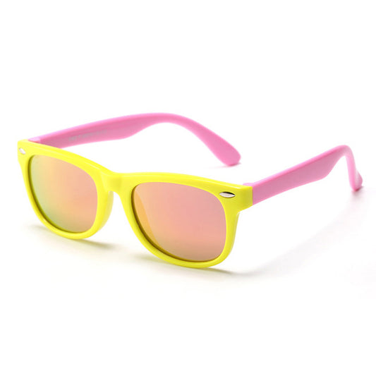 Techsuit D802 Kinderzonnebril, Gepolariseerd, UV-bescherming, Geel Roze