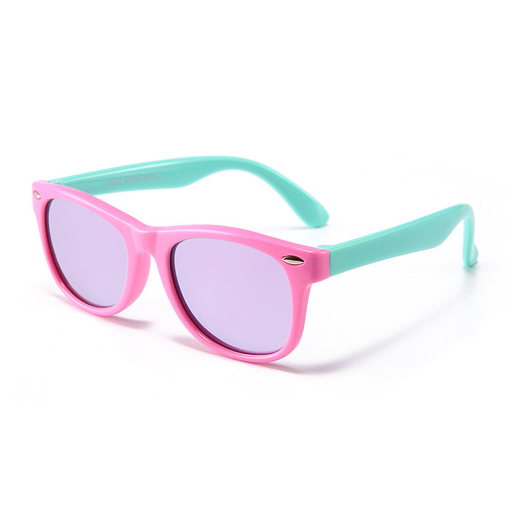 Techsuit D802 Kinderzonnebril, Gepolariseerd, UV-bescherming, Roze Groen