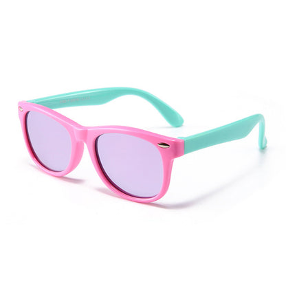 Techsuit D802 Kinderzonnebril, Gepolariseerd, UV-bescherming, Roze Groen