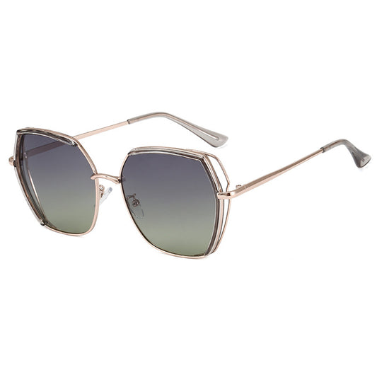 Dames Zonnebril Techsuit 9768, Gepolariseerd, UV-bescherming, Grijs Goud Groen