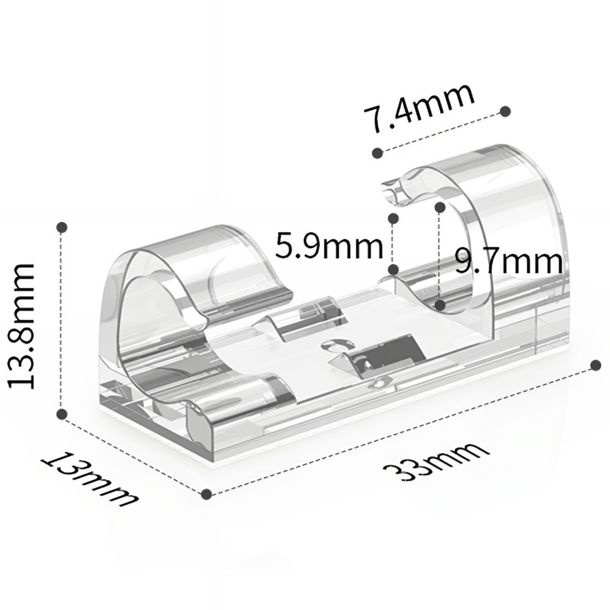 Kabelorganizer CableCreation CT1001, Set van 50 stuks, Transparant