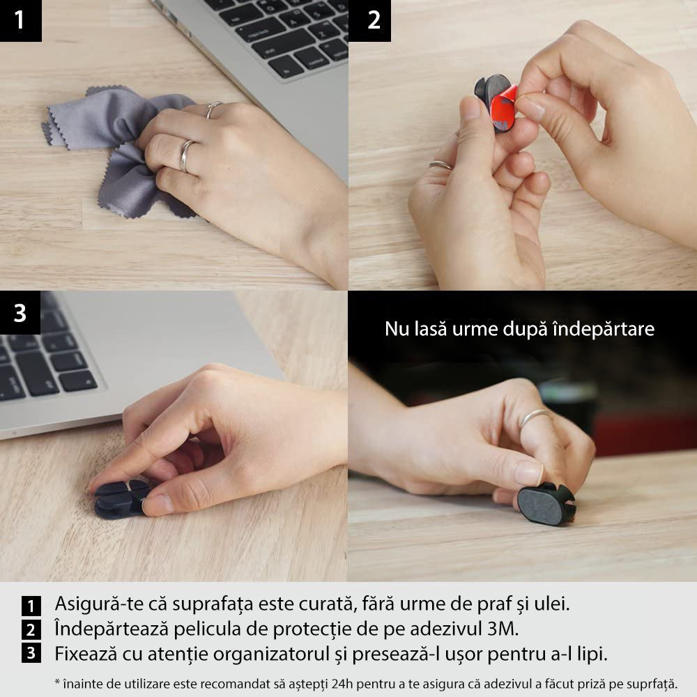 Ringke Kabel Organizer, Set van 6 stuks, Zwart