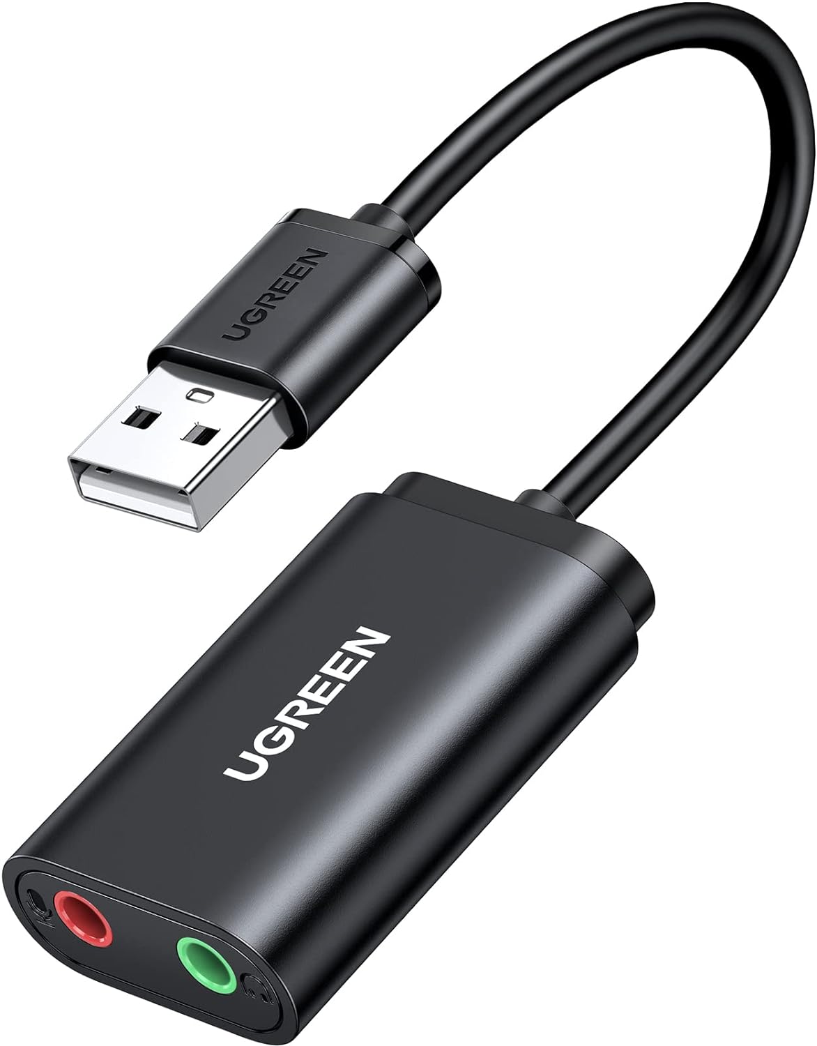 USB-geluidskaart UGREEN US205, 2 x 3,5mm-aansluiting, zwart 