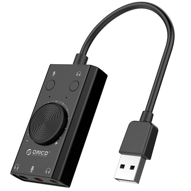 USB-geluidkaart Orico SC2, 3 x 3,5mm Jack, Zwart