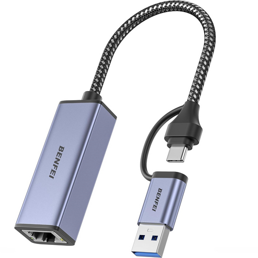 Benfei Netwerkkaart, RJ45, USB-C / USB, Grijs