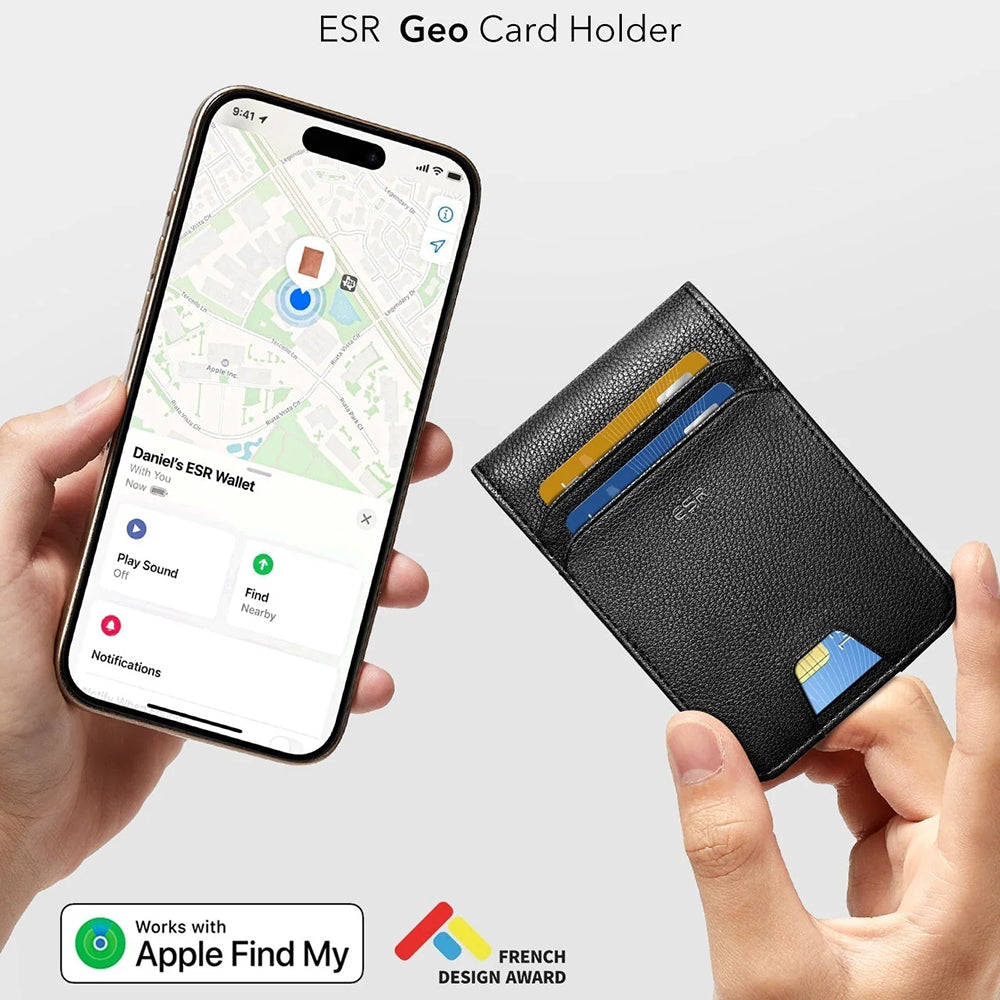 ESR Classic Geo-portemonnee met Find My-functie en RFID-bescherming, Zwart, Herverpakt
