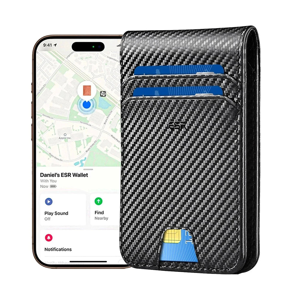 ESR Classic Geo Carbon portemonnee met Find My functie en RFID-bescherming, Zwart