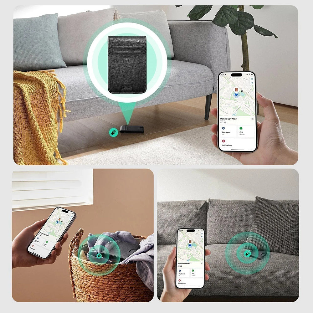 ESR Classic Geo Carbon portemonnee met Find My functie en RFID-bescherming, Zwart