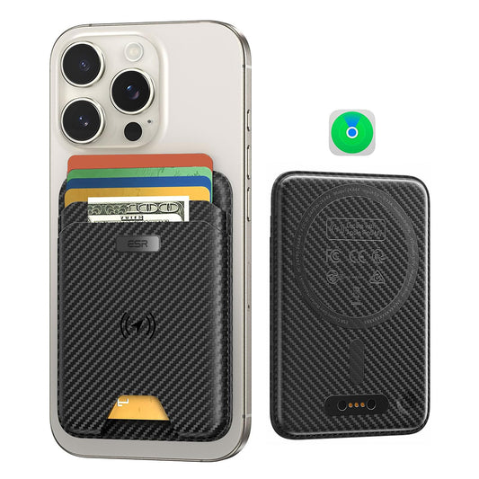 Magsafe Portemonnee, ESR, Classic Geo Carbon, Zwart