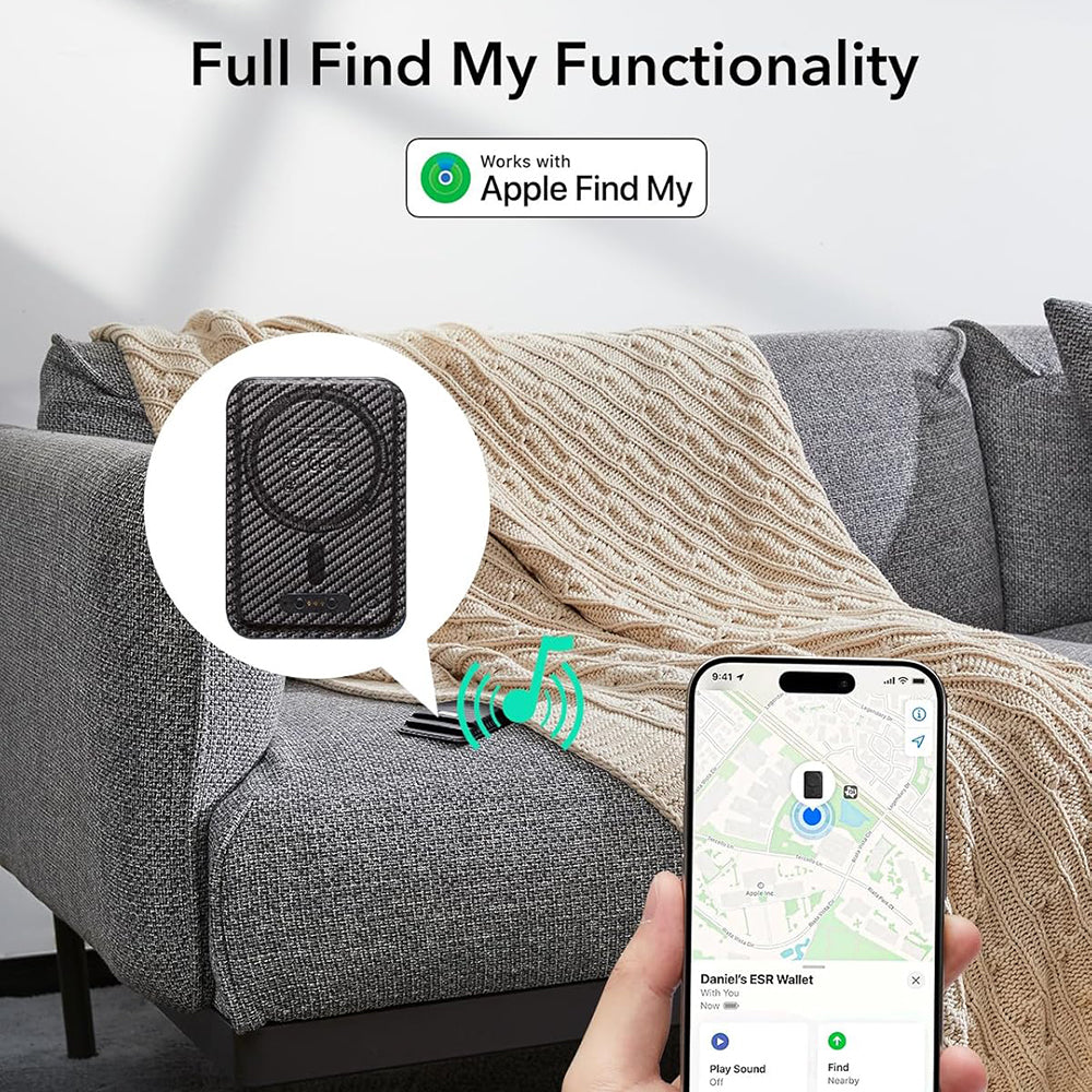 Magsafe Portemonnee, ESR, Classic Geo Carbon, Zwart