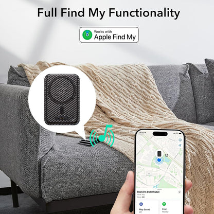 Magsafe Portemonnee, ESR, Classic Geo Carbon, Zwart