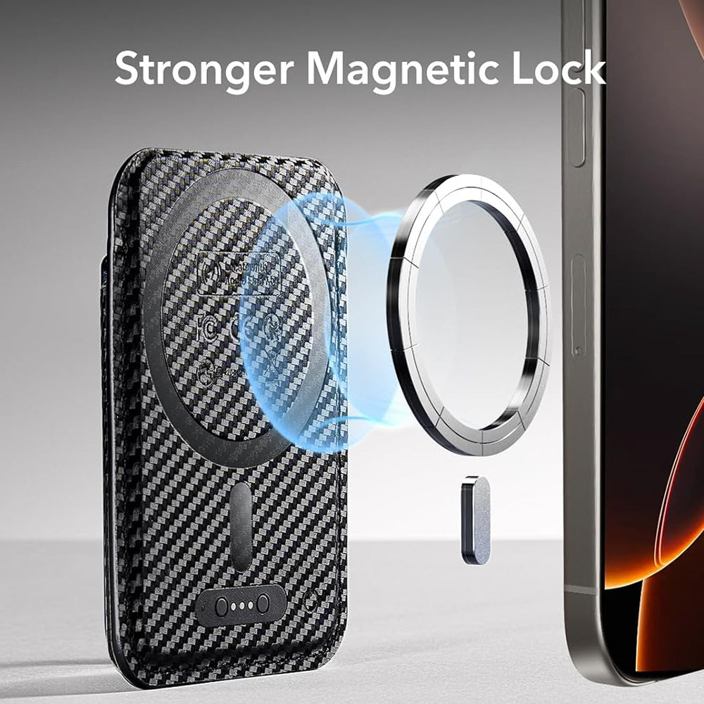 Magsafe Portemonnee, ESR, Classic Geo Carbon, Zwart