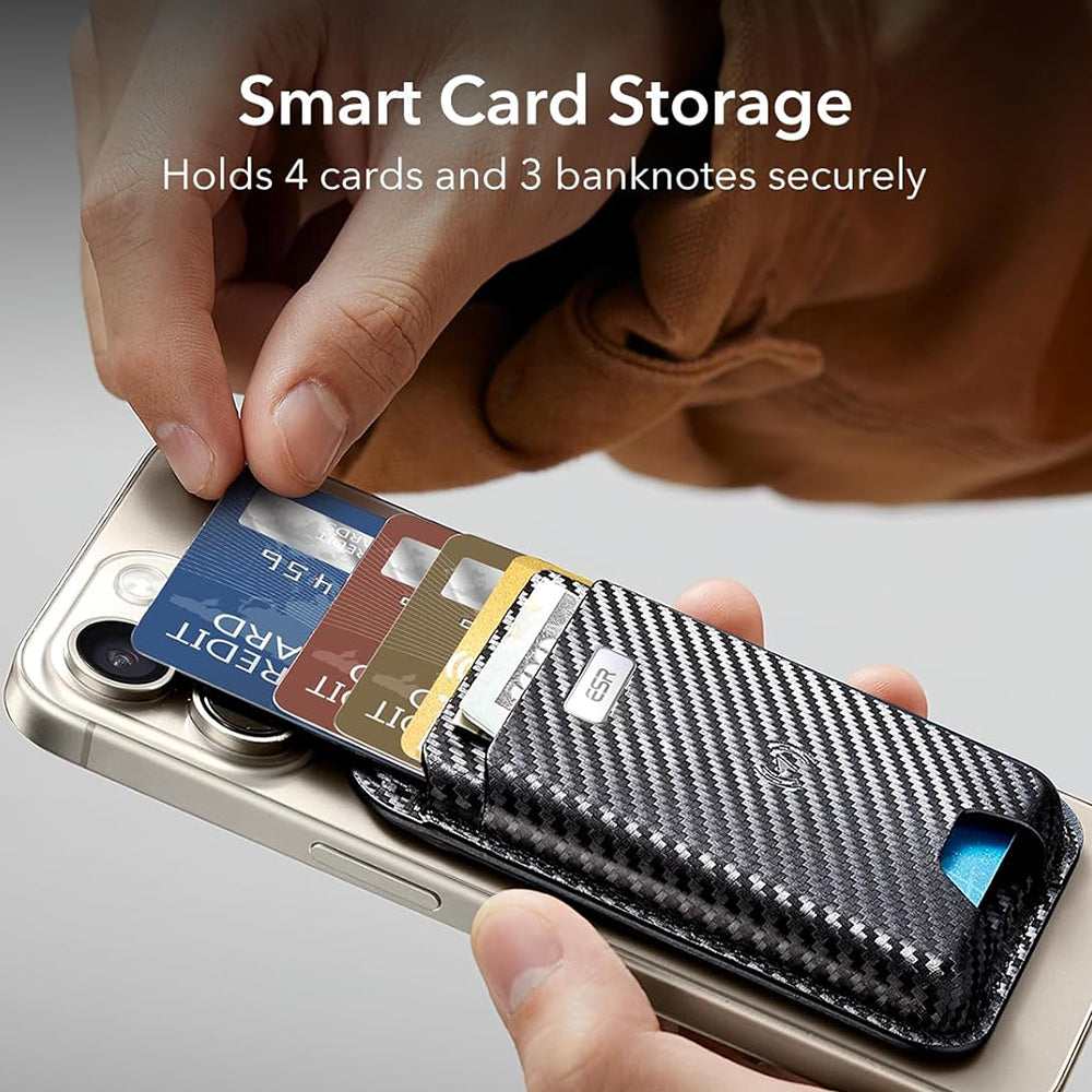 Magsafe Portemonnee, ESR, Classic Geo Carbon, Zwart