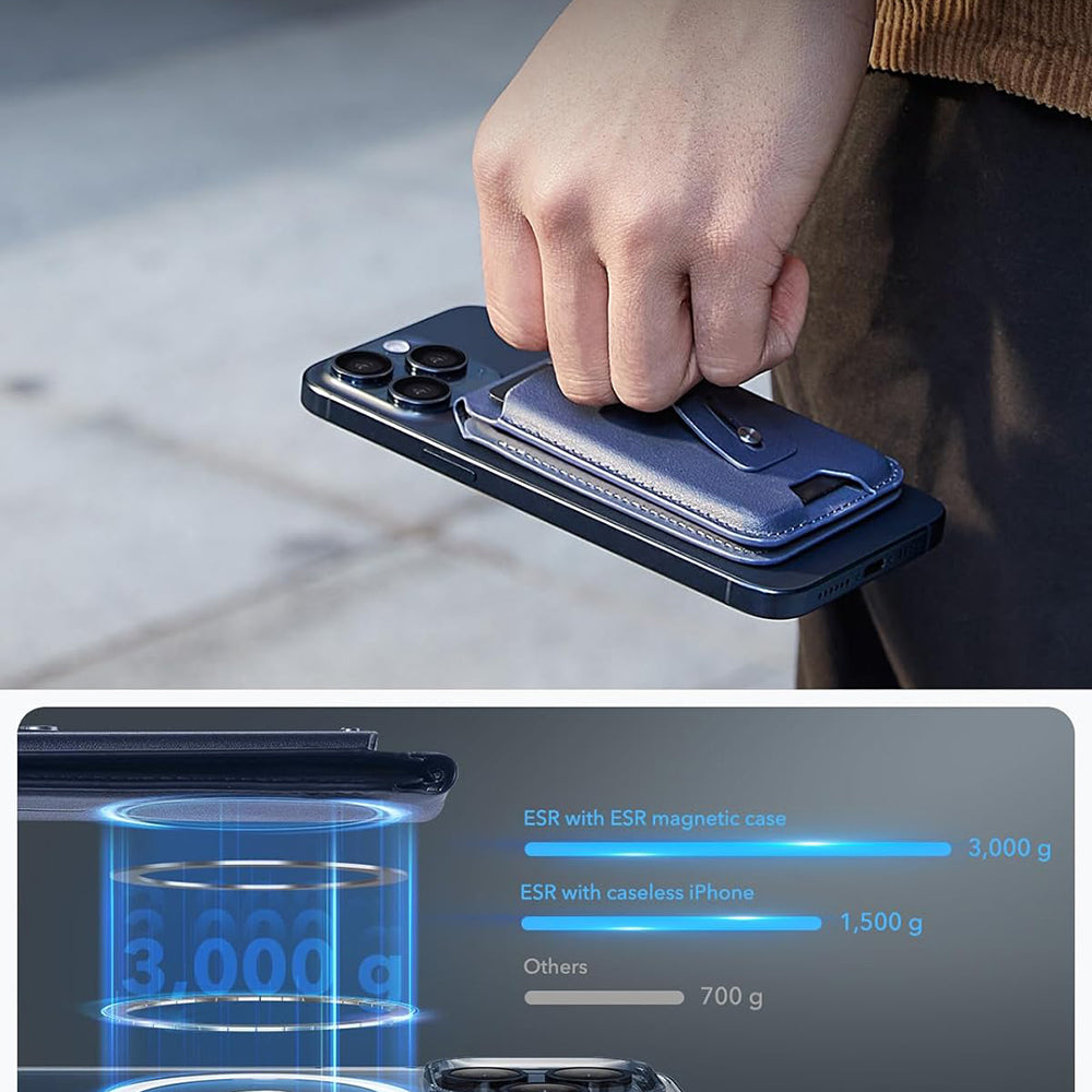 Magsafe portemonnee, ESR, Find my Wallet, Marineblauw