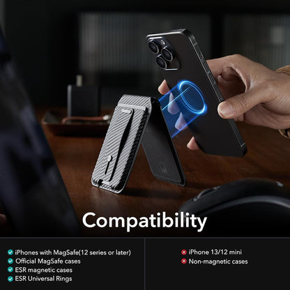 Magsafe Portemonnee, ESR, Find my Wallet Carbon, Zwart