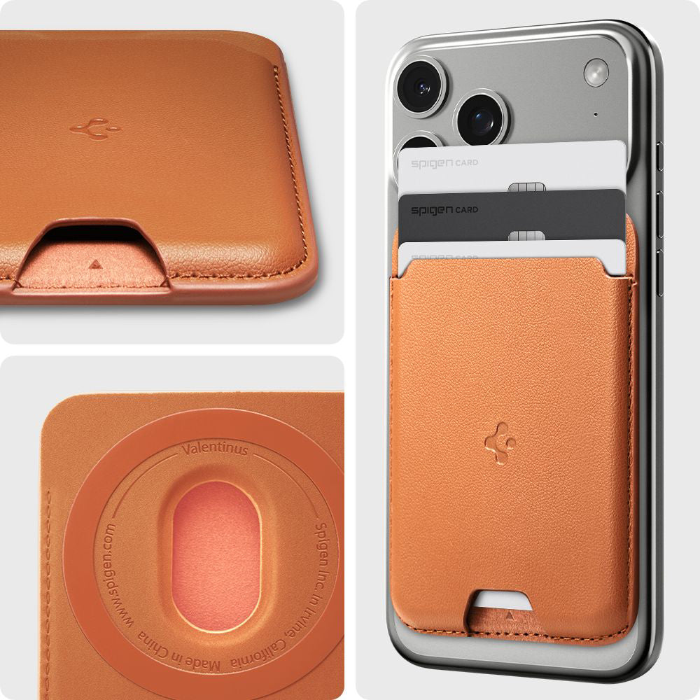 MagSafe-portemonnee, Spigen, Valentinus MagFit, Oranje AFA11339
