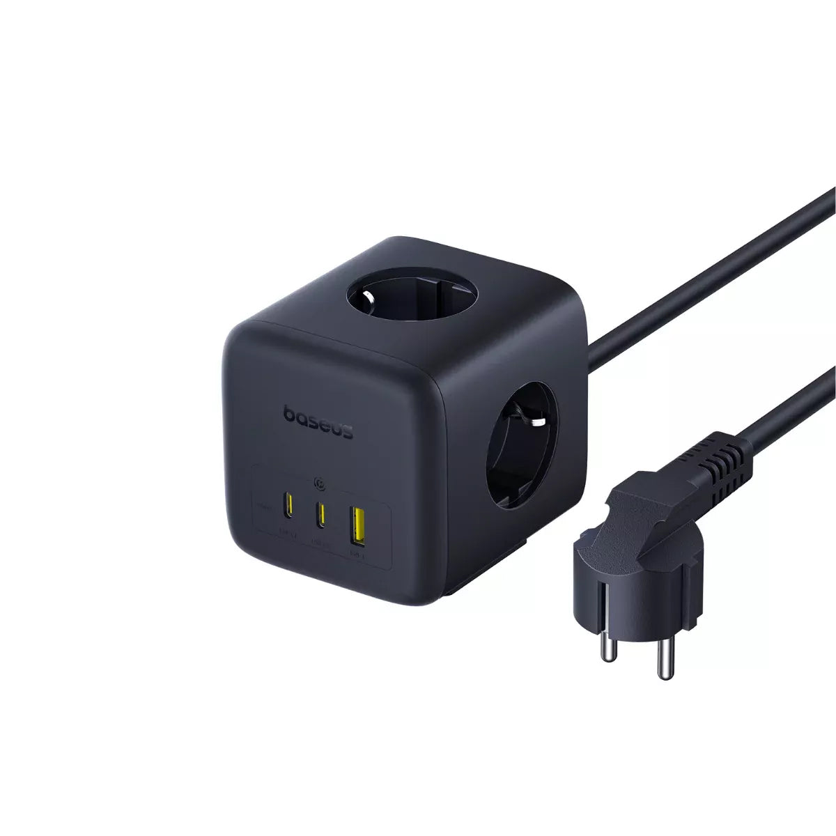 Baseus EnerFill FA11 verlengsnoer, 67W, 3.35A, 1 x USB-A - 2 x USB-C - 3 x Schuko, Zwart E00082100123-00