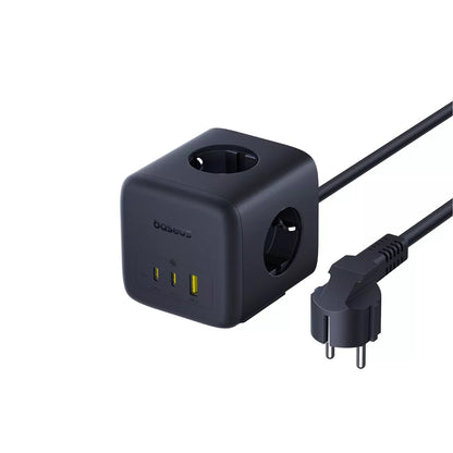 Baseus EnerFill FA11 verlengsnoer, 67W, 3.35A, 1 x USB-A - 2 x USB-C - 3 x Schuko, Zwart E00082100123-00