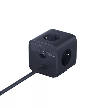 Baseus EnerFill FA11 verlengsnoer, 67W, 3.35A, 1 x USB-A - 2 x USB-C - 3 x Schuko, Zwart E00082100123-00