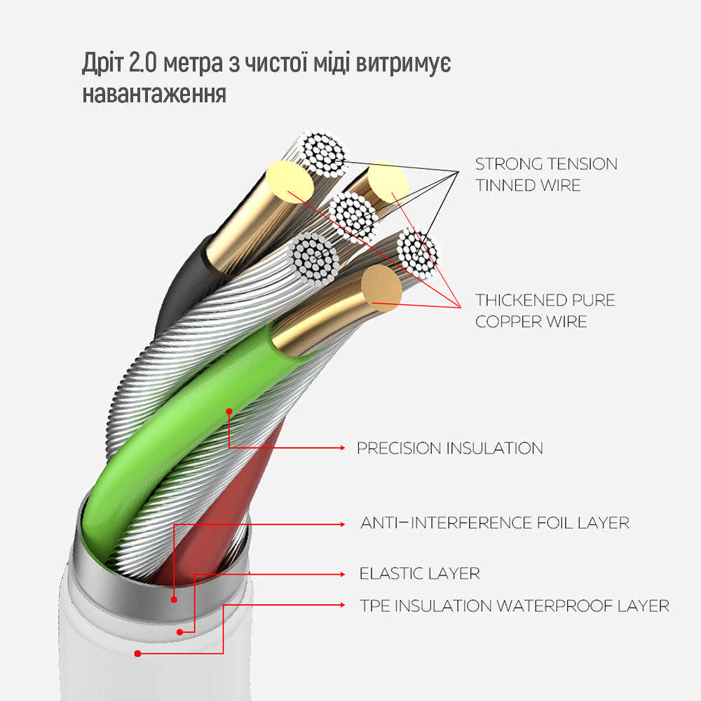 ColorWay verlengsnoer, 6 x Schuko, Wit