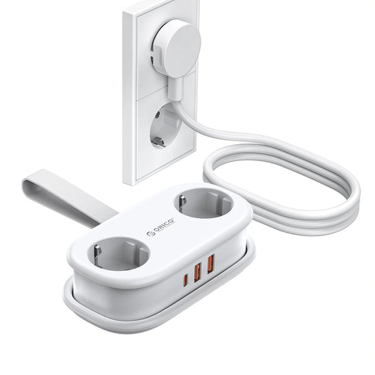 Orico-verlengsnoer APP, 2 x Schuko - 2 x USB-A - 1 x USB-C, Wit